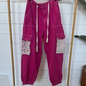 POL Pink Joggers with Lace Pockets
